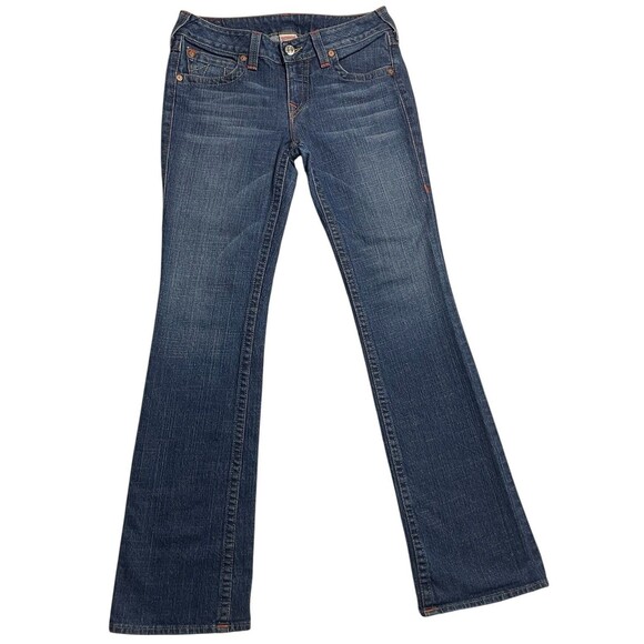 True Religion Brand Jeans Becky Low Rise Womens Size 31 Blue Bootcut Denim 33x34 - Picture 1 of 12
